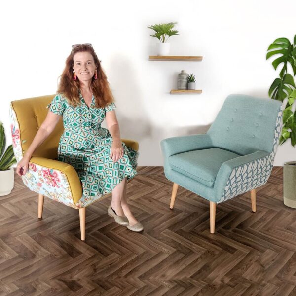 ⁦כורסה מעוצבת גניה טורקיז גאומטרית⁩ – תמונה ⁦5⁩